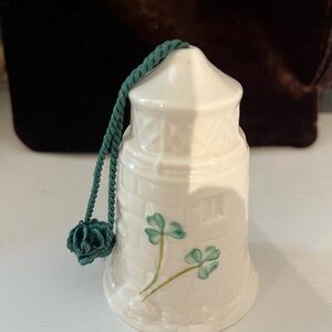 Vintage Belleek Porcelain Bell Ornament Dunore Lighthouse 12th Edition 3.5” Tall